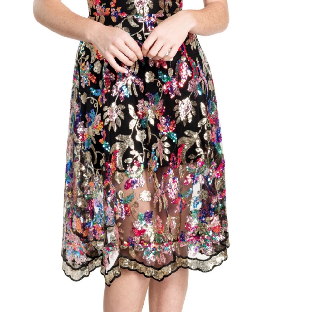 Uma Sequin Fit and Flare Dress